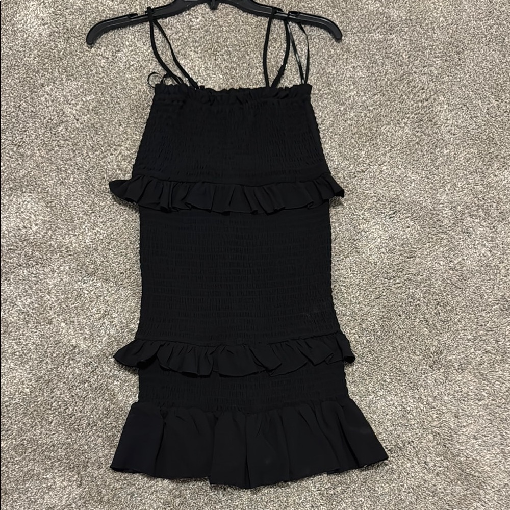 Forever 21 Black Ruffle Bodycon Mini Dress